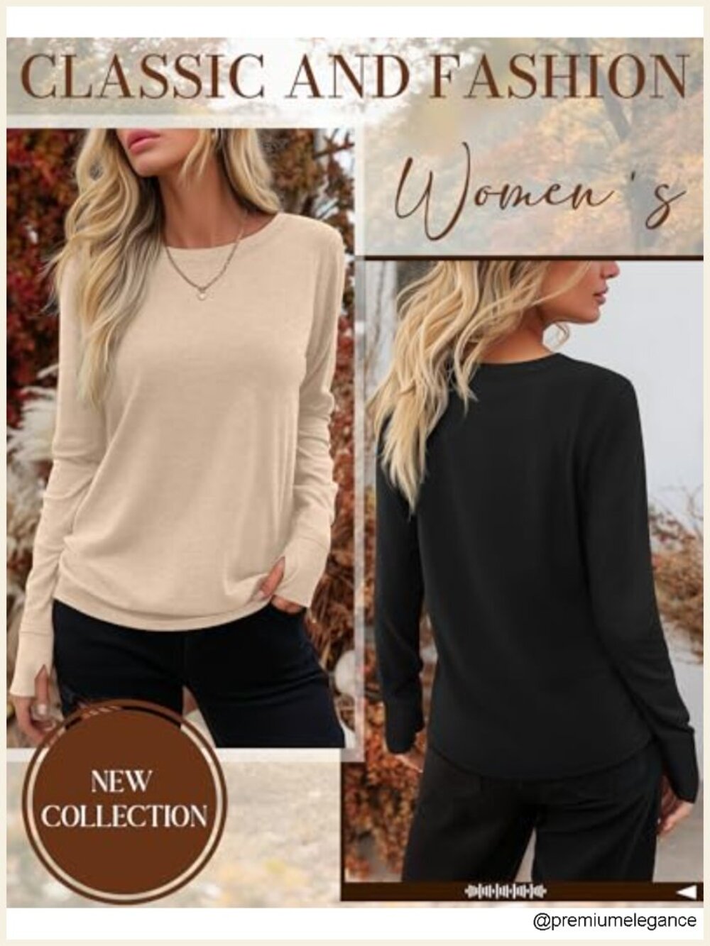 3 Pack Women's Long Sleeve Cotton Shirts With Thumb Holes - 95% Cotton Basic View 3